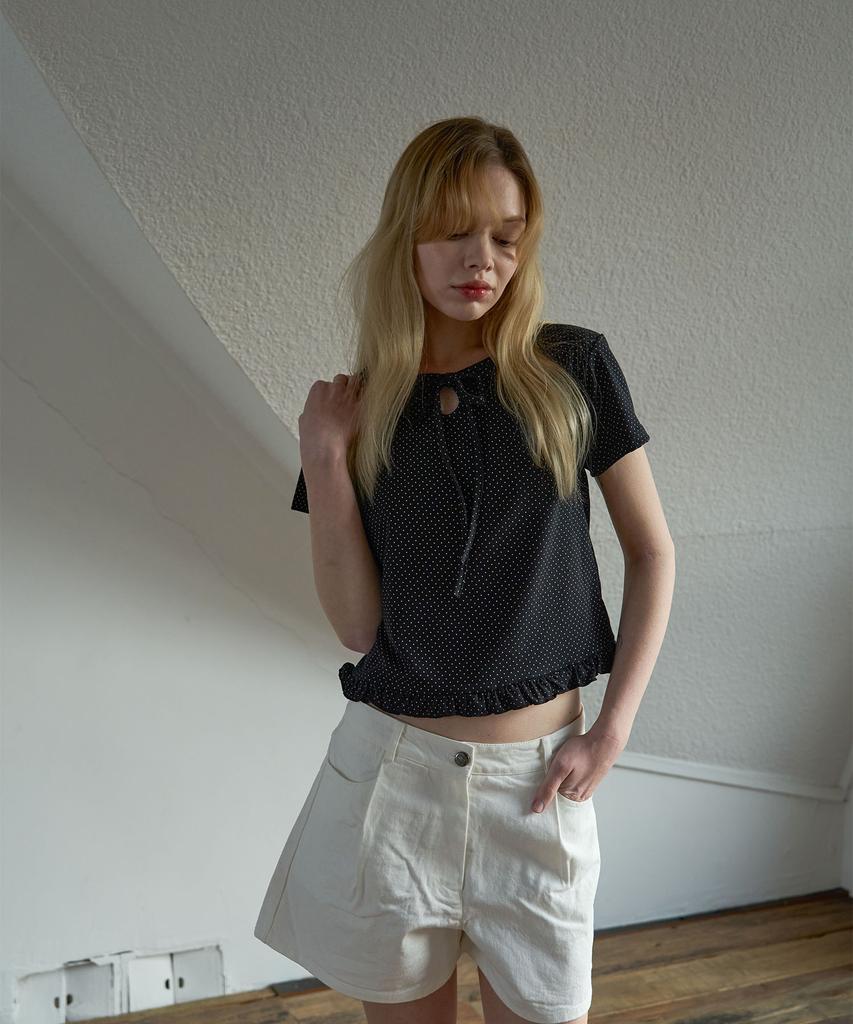 5OML Dot Frill T-Shirt Black