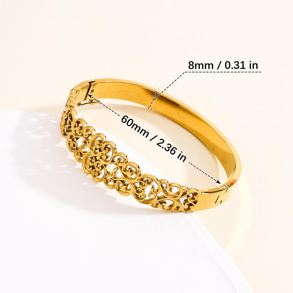 1Arabic luxury style stainless steel piece18K The gold-plated delicate hollow bracelet features exquisite Arabic-style hollow patterns, elegantly