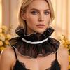 Gefalteter Rüschen-Faux-Kragen Dekoratives Halsstück Accessoire für Damen Abnehmbarer Halskragen für tägliches Outfit Layering und Foto-Styling