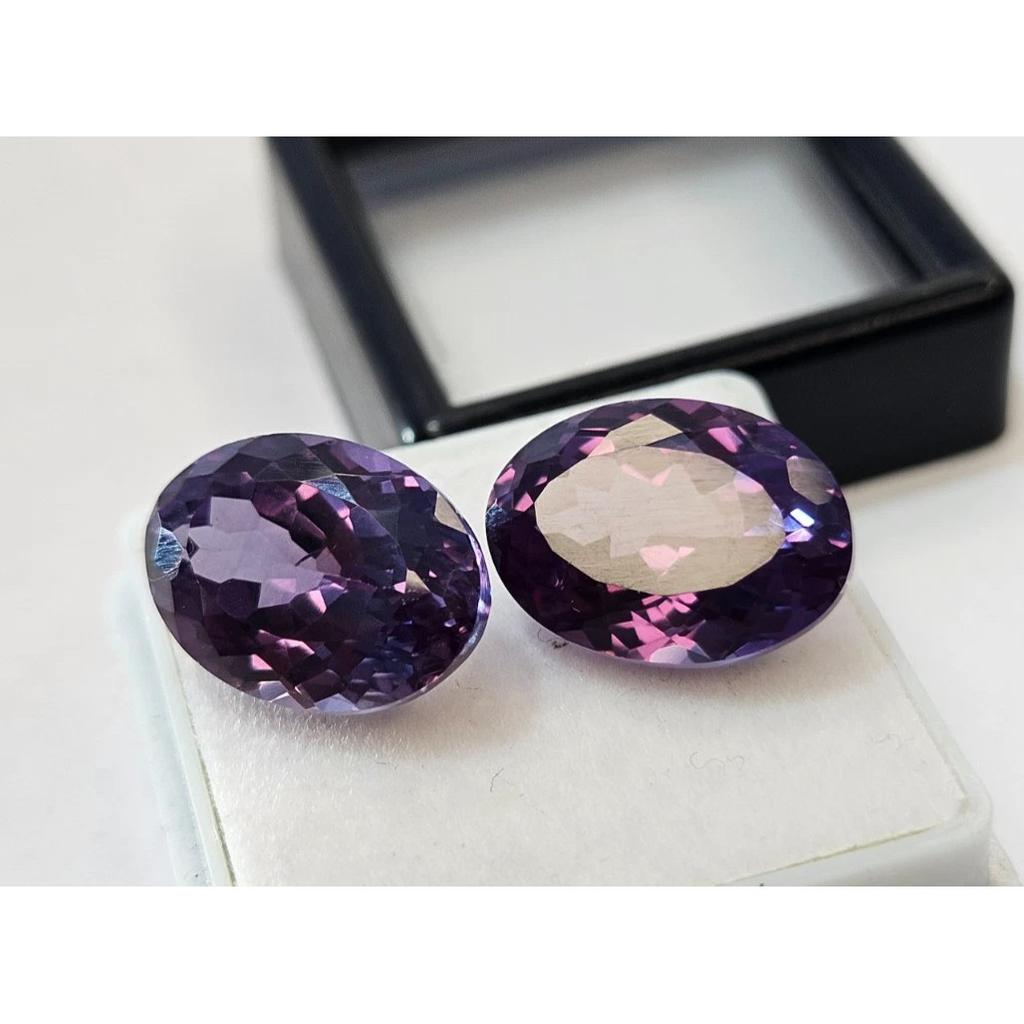 11-12 Ct Natural Color Changing Alexandrite Oval Cut Pair Fabulous Gemstone