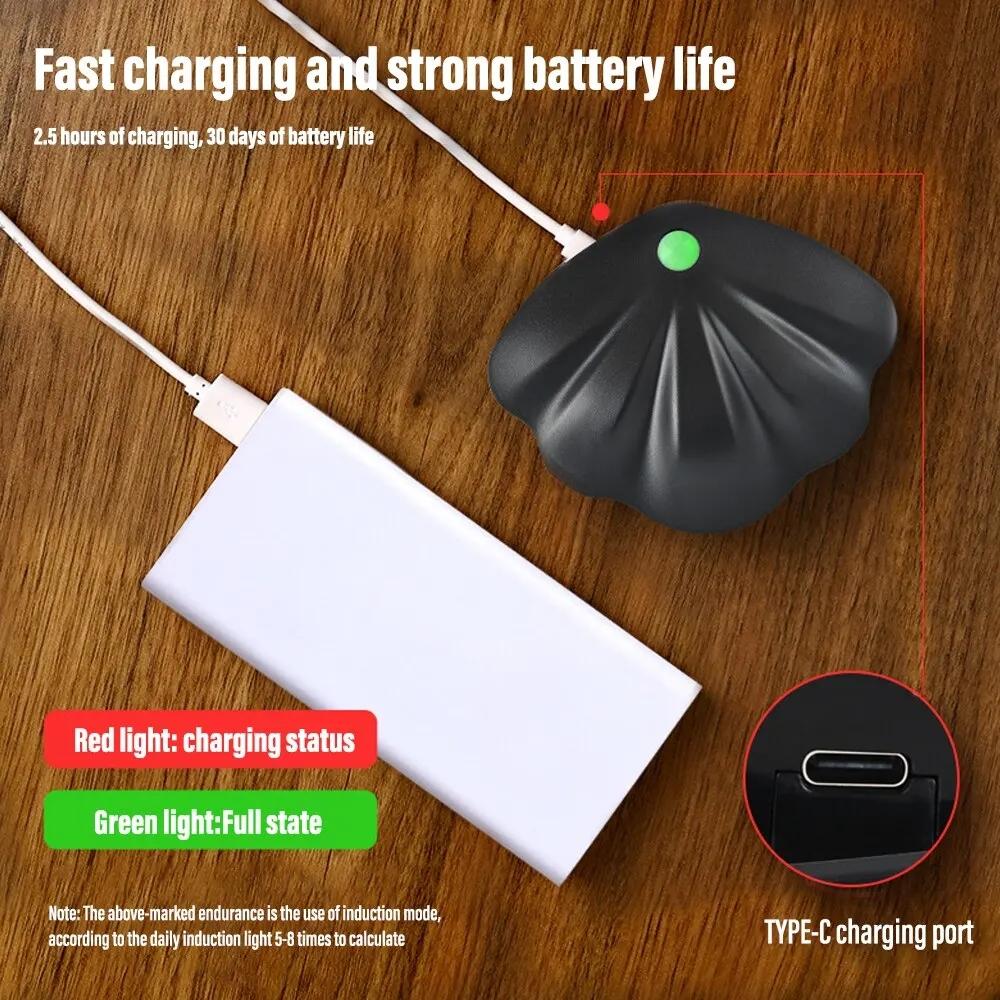 LED Nachtlicht Bewegungssensor Muschelförmiger Strahler USB Typ C Wiederaufladbar Schlafzimmer Flur Treppenhaus Wandbild Dekolicht