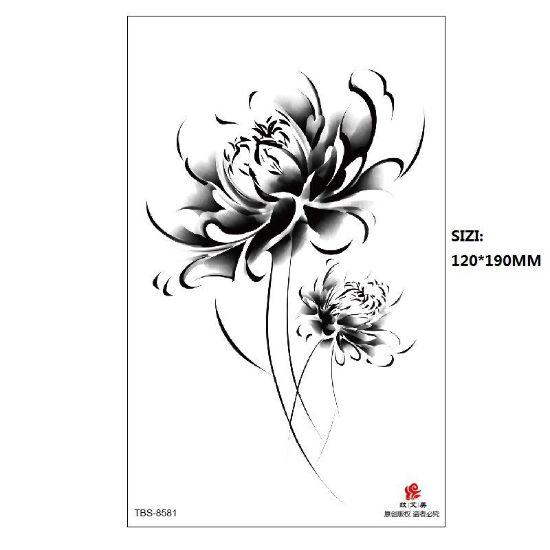 Hand Painted Original Color Flower Fox Phoenix Women'S Simulated Tattoo Water Transfer Tattoo Sticker