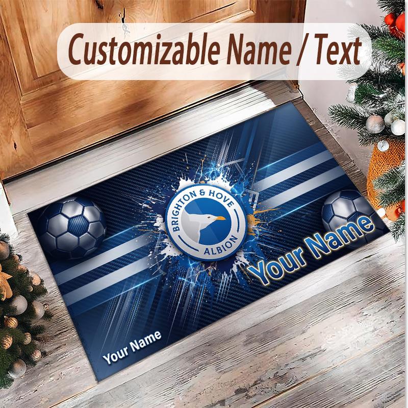Personalized Crystal Velvet Carpet Brighton & Hove Albion Football Pattern Non Slip Floor Rug