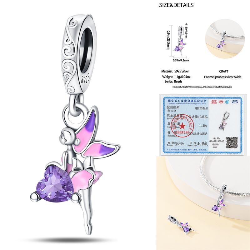 100% Kupfer Perle Elf Blume Fee Zirkon Anhänger Passen Original Armband Anhänger Charms Für Schmuckherstellung
