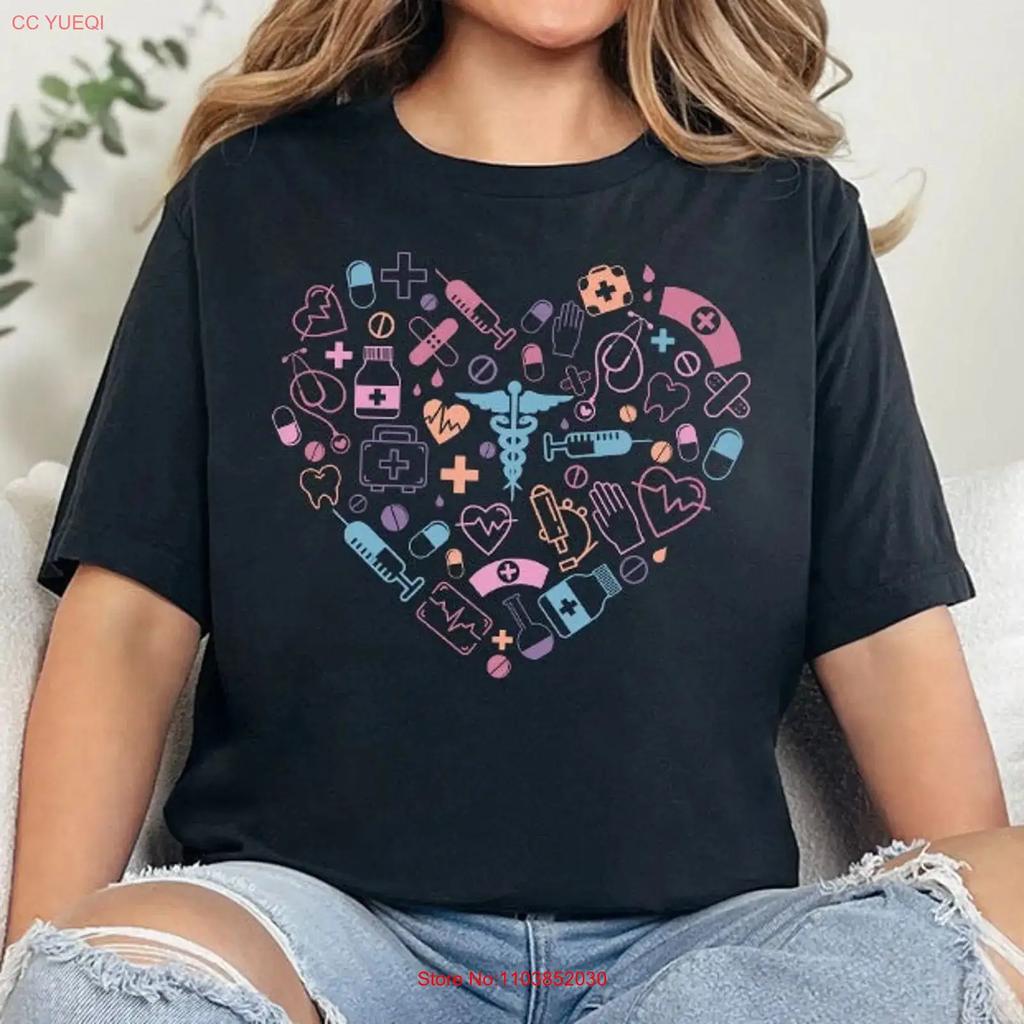 Heart Nurse T Shirt For Nursing Student School Vintage Designer Clothes Soft Graphic Streetwear Stretched Breathable