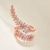 Graceful Leaves Both End Of Open Ring Copper Color Girl Cocktail Party Rings Shine Crystal Zircon Fashion Women Jewelry