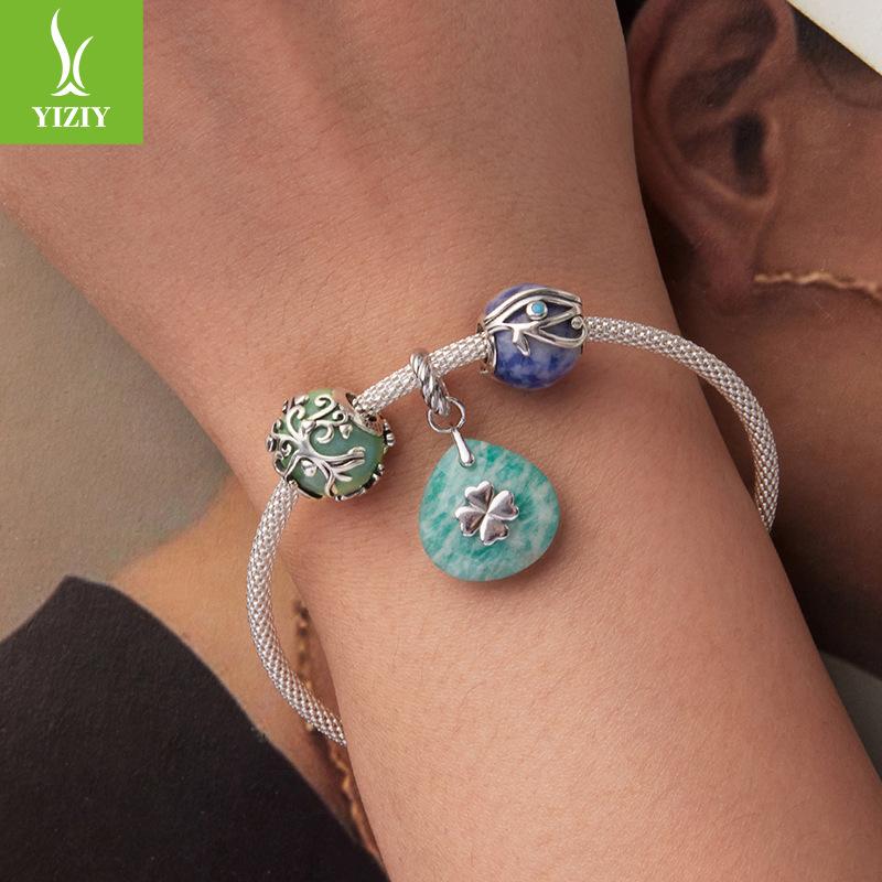 Energy Tianhe Stone Crystal Lucky Pendant Collection S925 Sterling Silver Tree Of Life Beaded Accessories