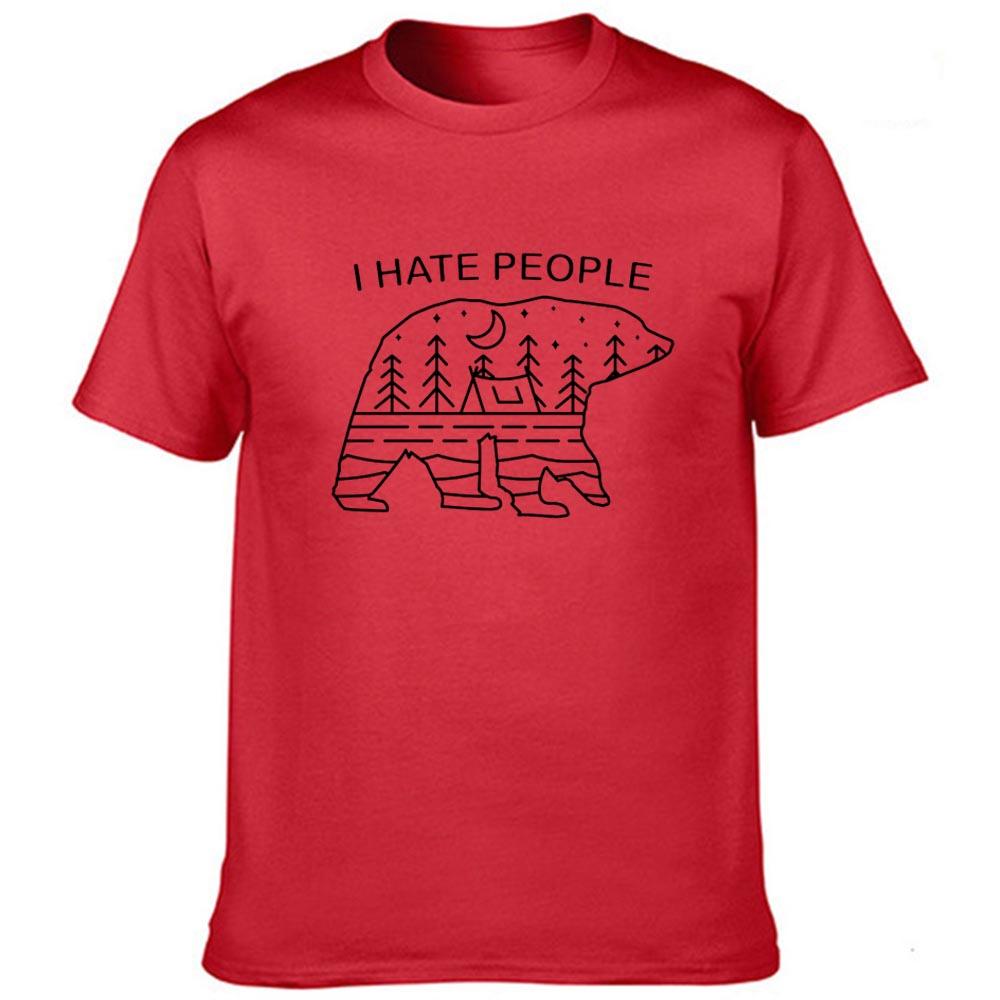I Hate People Print T Shirt Love Camping Funny Vintage Short Sleeve Shirts Streetwear Comfortable Crew