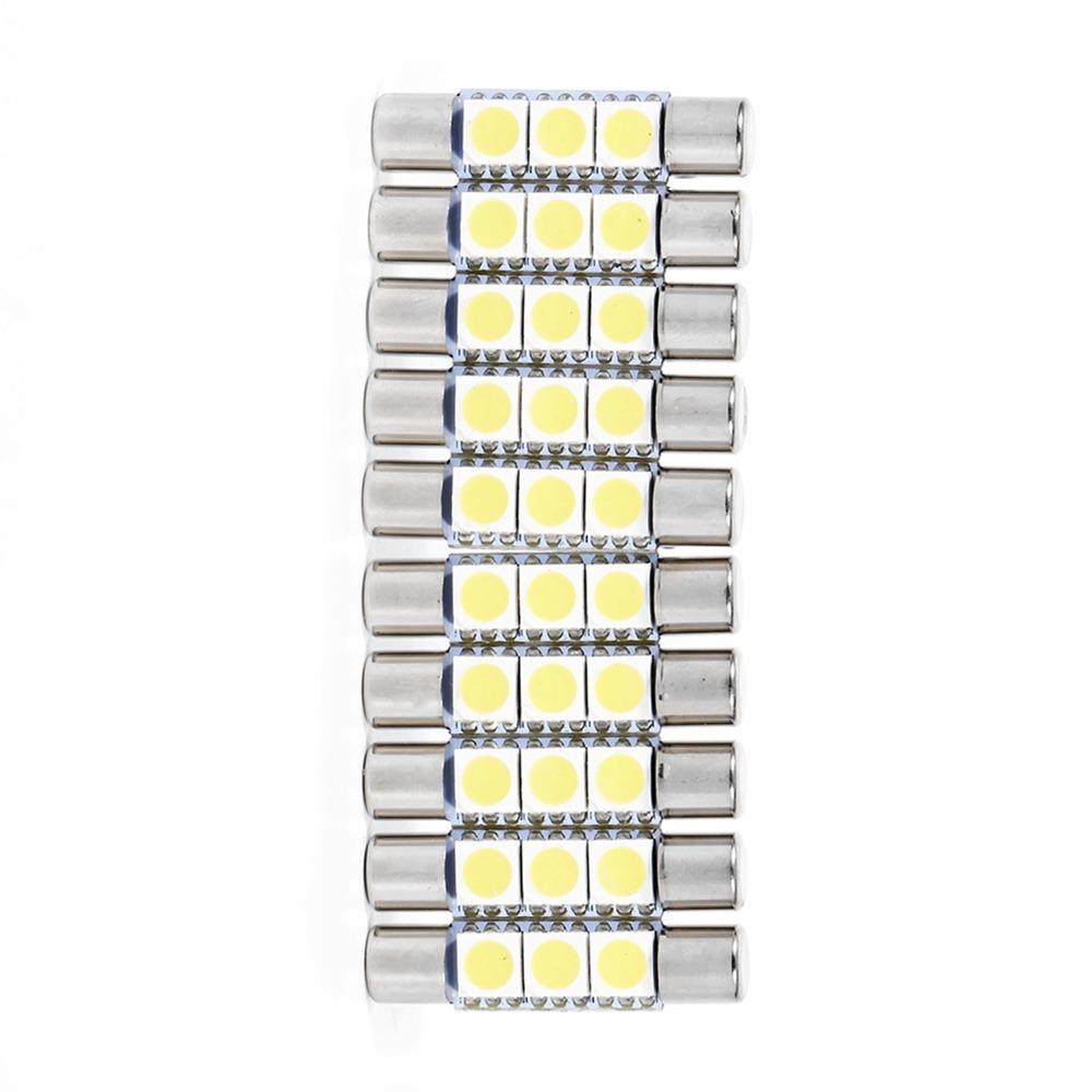 10Pcs Long-Lasting Car LED Fuse Bulb Energy-Efficient Reading Lamp Bulb Sun Visor Mirror Light