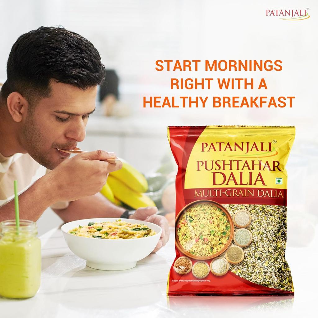 Patanjali Pustahar Dalia 500g Pack of 1 Healthy Whole Grain High Protein Dietary Fibre Breakfast Cereal