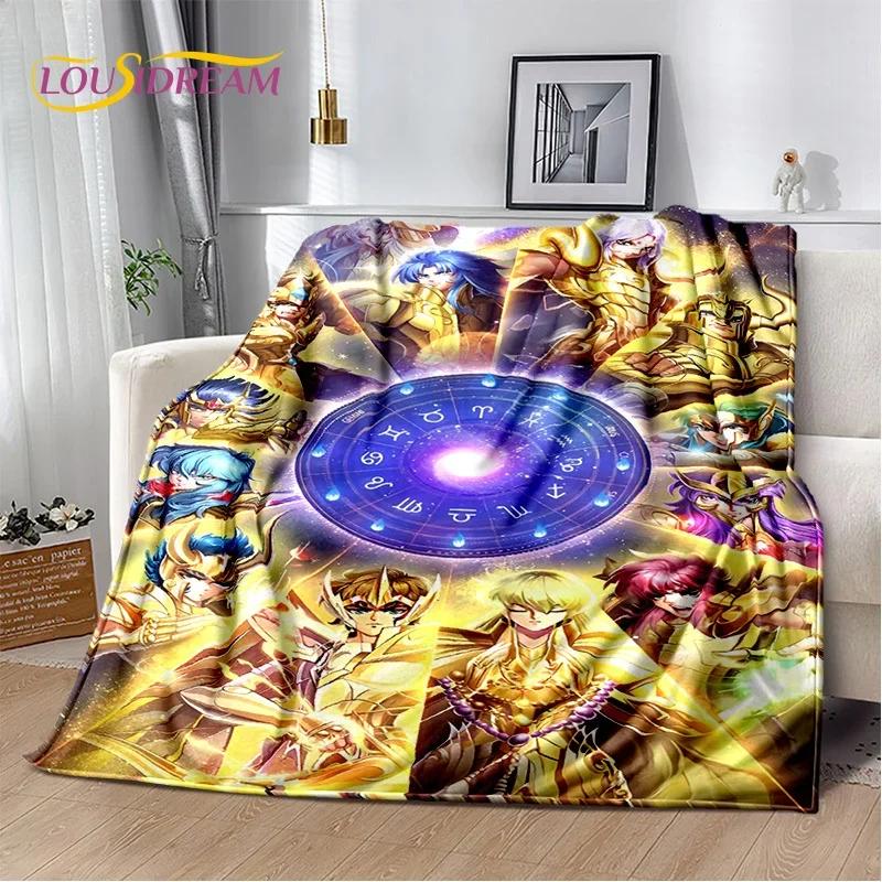Animacinis Saint Seiya 3D Retro Anime HD Minkšti pledai, Šiltas flanelinis pledas piknikui, lovoms, sofai, namams, miegamajam, dovanos vaikams