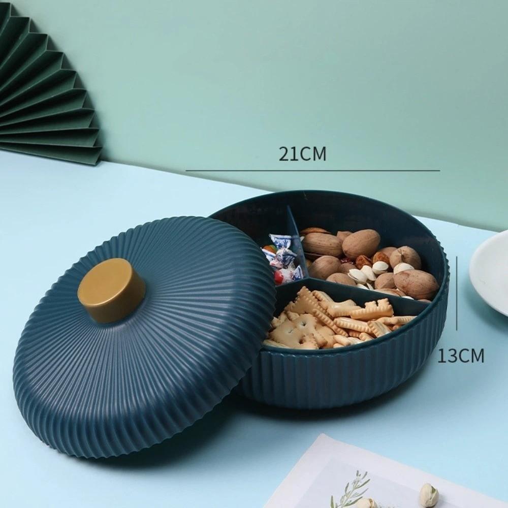 

Round Candy Tray Snack Plate with Lid Serving Plates Dried Fruit Plate Storage Tray Entertaining синий