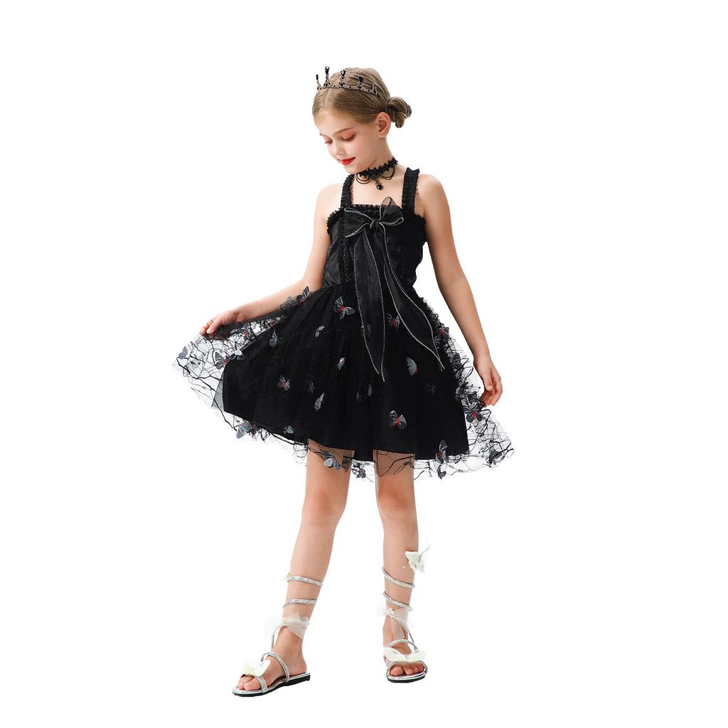 2026 Million Halloween Children's Clothing Walk Show Jazz Dance Children's Clothing Girls Butterfly Elf Dress Suspender Dress