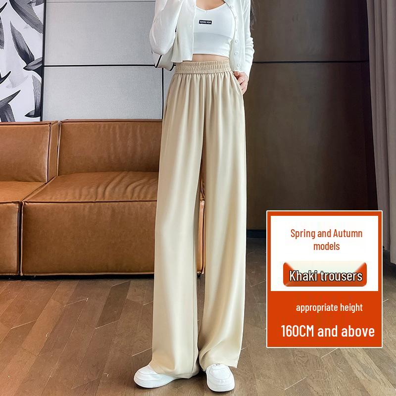 Women's Summer High-Waisted Black Wide-Leg Floor-Length Pants