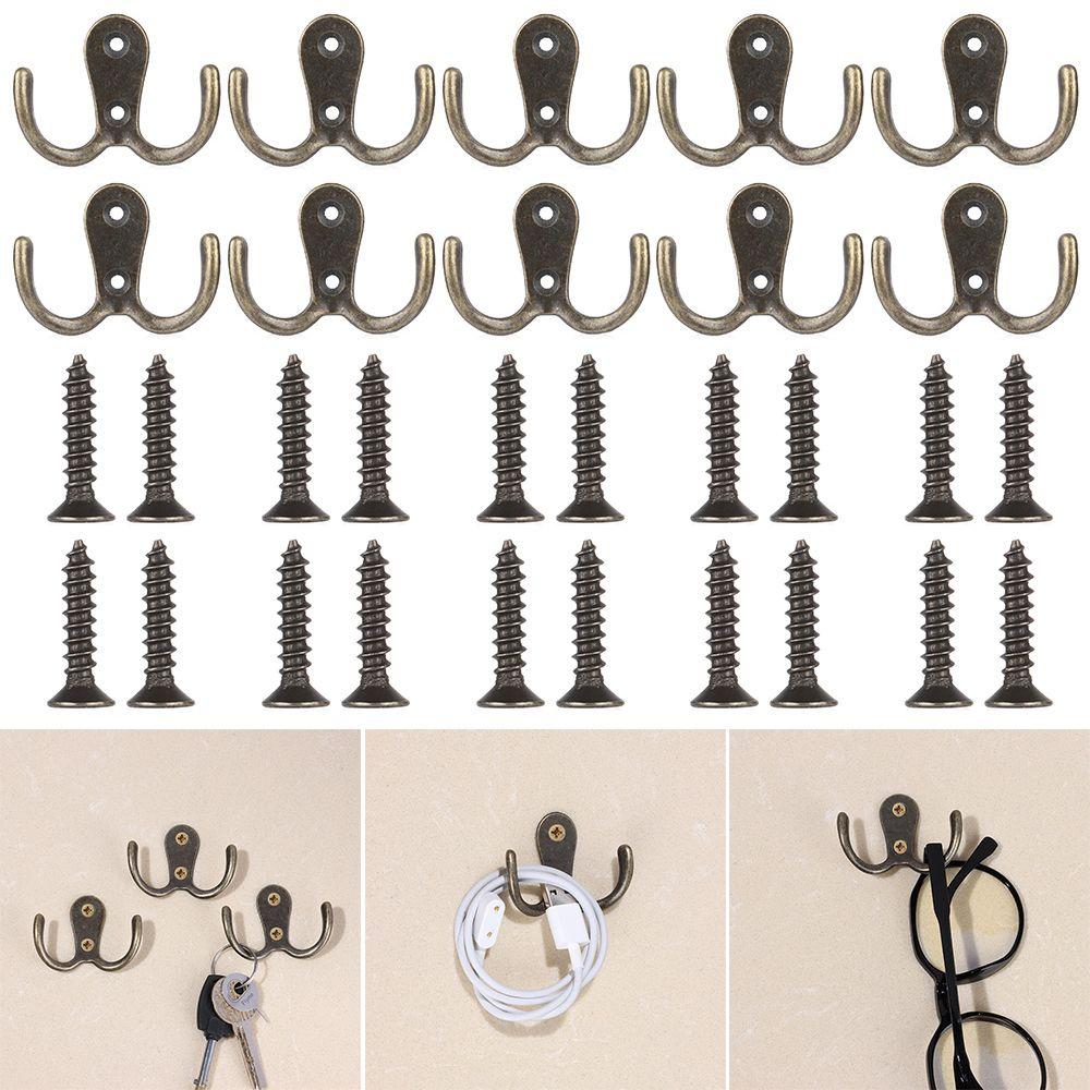 Retro Nyckelhållare Kläder Handduk Organizer Klädhängare Vägg Dörr Metall Antika Krokar Dubbelkrok