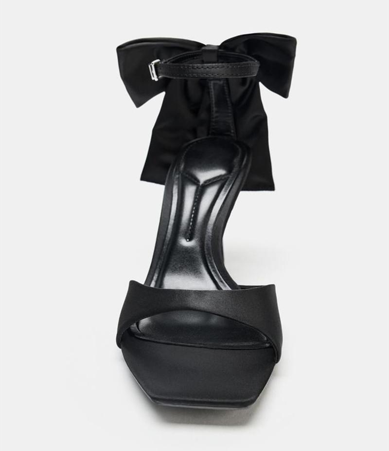 Fashion Bow Embellished High Heel Sandals Women Sexy Open Toe Ankle Buckle Heels Luxury Designer Party Dress Shoes Zapatos Mujer
