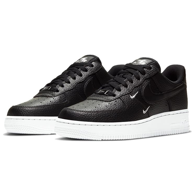 Nike Air Force 1 Low '07 Essential Nero Bianco Argento Mini Swoosh Donna CT1989-002