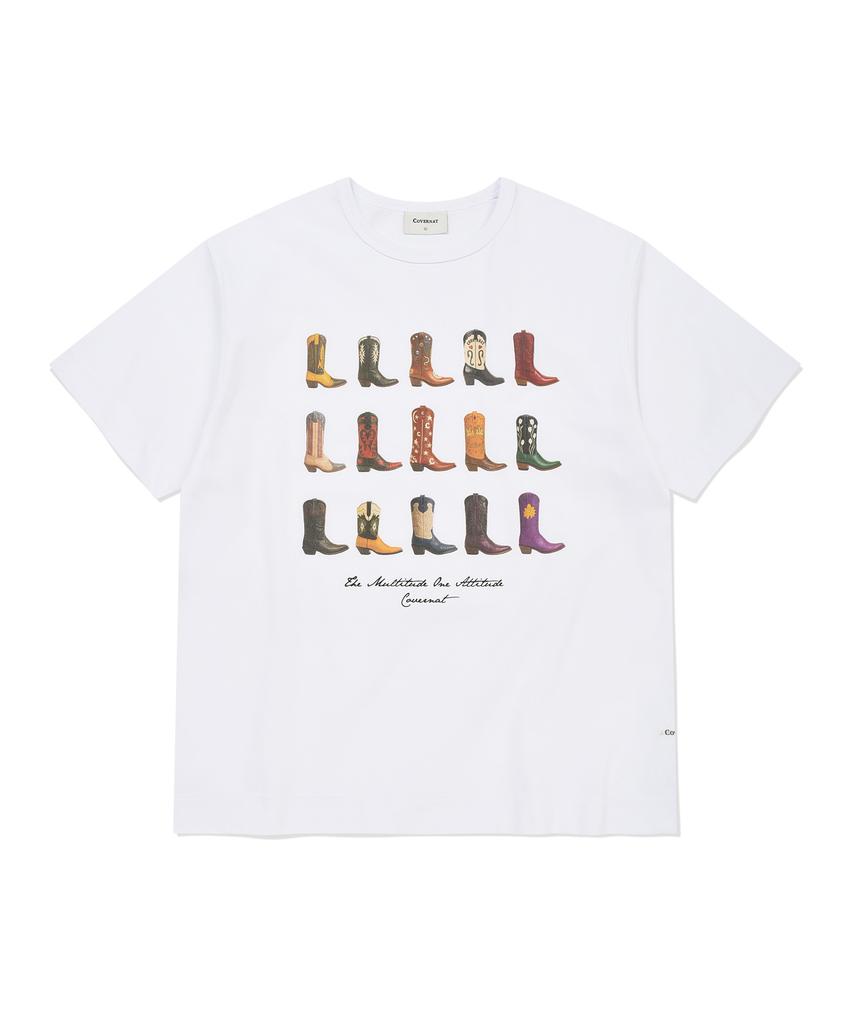 COVERNAT Western Boots Graphic Crop T-Shirt White