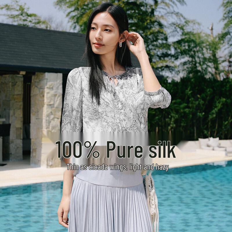 JZ Annacoco 100% Mulberry Silk Floral Double-Layer Top XL