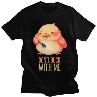 Don't Duck With Me Lustiges Enten T-Shirt für Herren und Damen, Kurzarm T-Shirts, Lässige Tee Tops, Reine Baumwolle, Locker, Übergroß