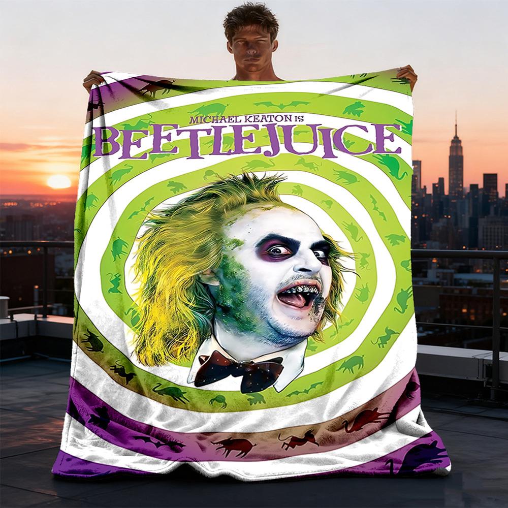 1 pezzo Coperta Plaid in Flanella da Esterno Beetlejuice Morbida, Leggera e Calda per Divano, Ufficio
