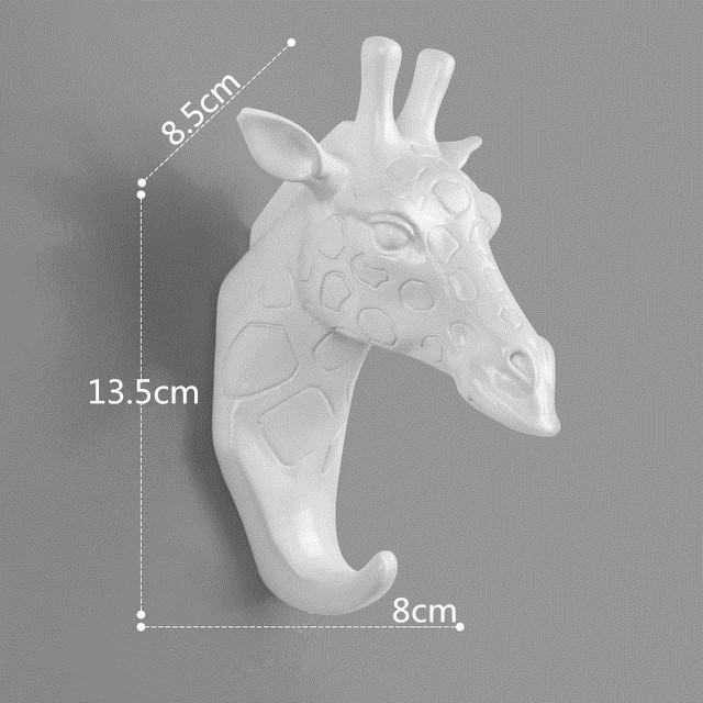 Home Decorate Wall Art Hook Resin Simulation Animal Head Craft Storage Hanger for Clothes Keychain Hat Room Decoration Accessori
