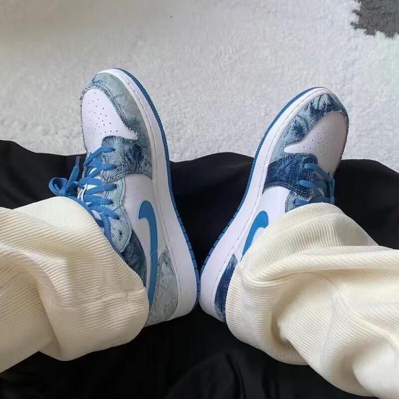 Air Jordan 1 Low ALT TD DM8949-100 Toddler Denim Velcro Lifestyle Sneakers