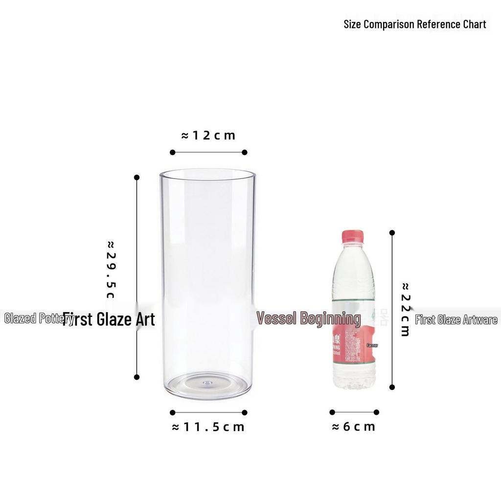 Large Transparent Anti-Drop Flower Vase for Lucky Bamboo - Plastic Imitation Glass Hydroponic Container