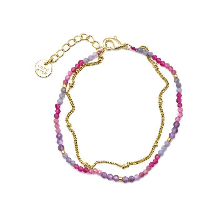 Bracelet - Aiel - Cristal violet - Or jaune 18K - 15 cm + 3 cm d'extension - Mousqueton