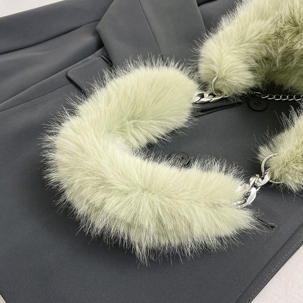 Women Chain Crossbody Bag Zipper Furry Tote Handbag Versatile Cute Satchel Bag Soft Girl Satchel Purse