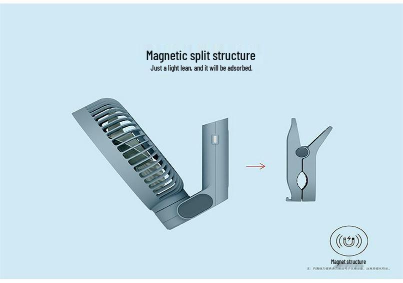 48-Hour Battery Silent Oscillating Portable Folding Fan with Magnetic Clip