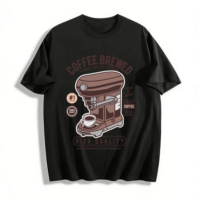 Vintage Kaffeemaschine Druck T-Shirt Für Kaffeeliebhaber Lässiges Oberteil Reines Baumwoll-T-Shirt