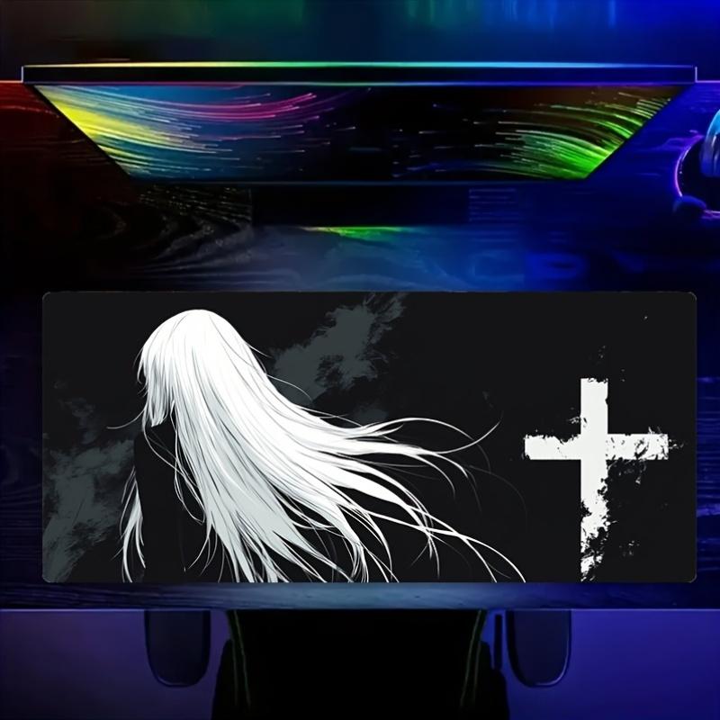 Cute Black White Anime Girl Mouse Pad Large Office Table Mats Computer Accessories Washable NonSlip Rubber With Precision