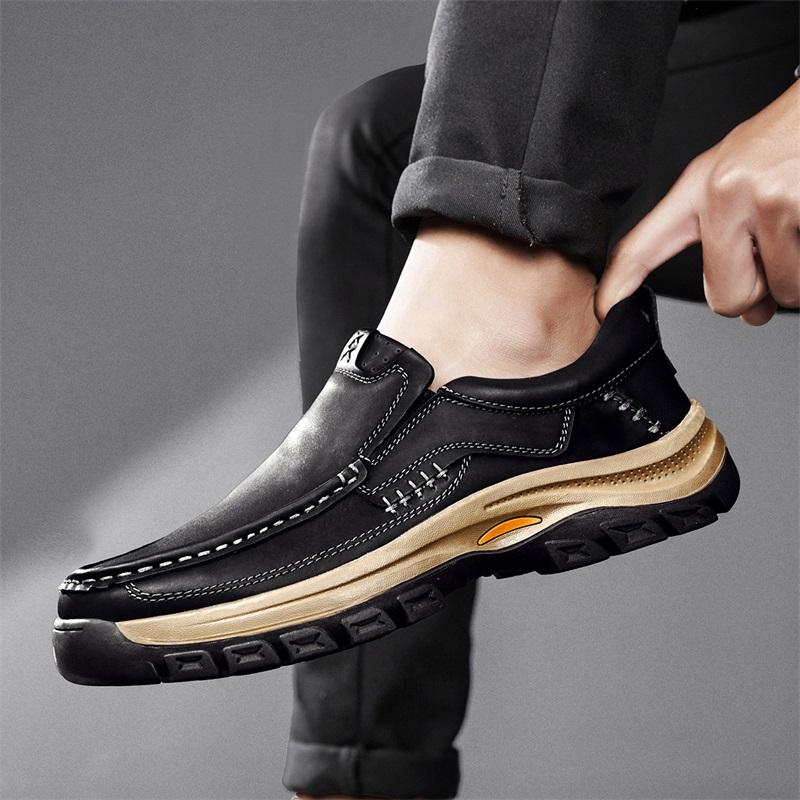 High Quality Men Casual Leather Office Loafers Outdoor Non Slip Walking Flats Business Shoe Classic Work Office Driving Sneakers