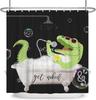 Charming Hippo Fun Shower Curtain Cartoon Animal Coast Landscape Bathroom Decorative Shower Curtain With Hook 180X180Cm