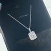 Elegant Square Cut Sparkling Pendant Necklace for Women Dainty Halo Design Everyday Party Jewelry Gift for Her