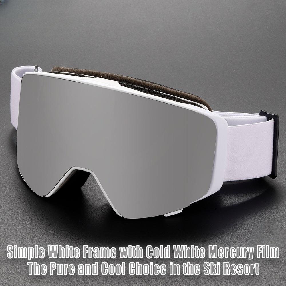High Quality Flip-top Magnetic Suction Full-scale Real Film Double-layer Anti-fog Snow Goggles Outdoor Sports Snow Mountaineering Windproof E