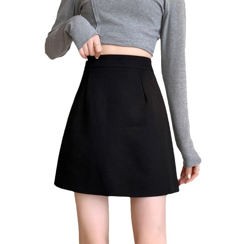 2024 Women's Black High-Waist Bodycon A-Line Short Skirt - Spring/Summer Collection