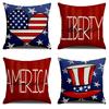 Independence Day Liberty Hat Heart Printed Soft Square Pillowslip Linen Blend Cushion Cover Pillowcase Living Room Home Decor