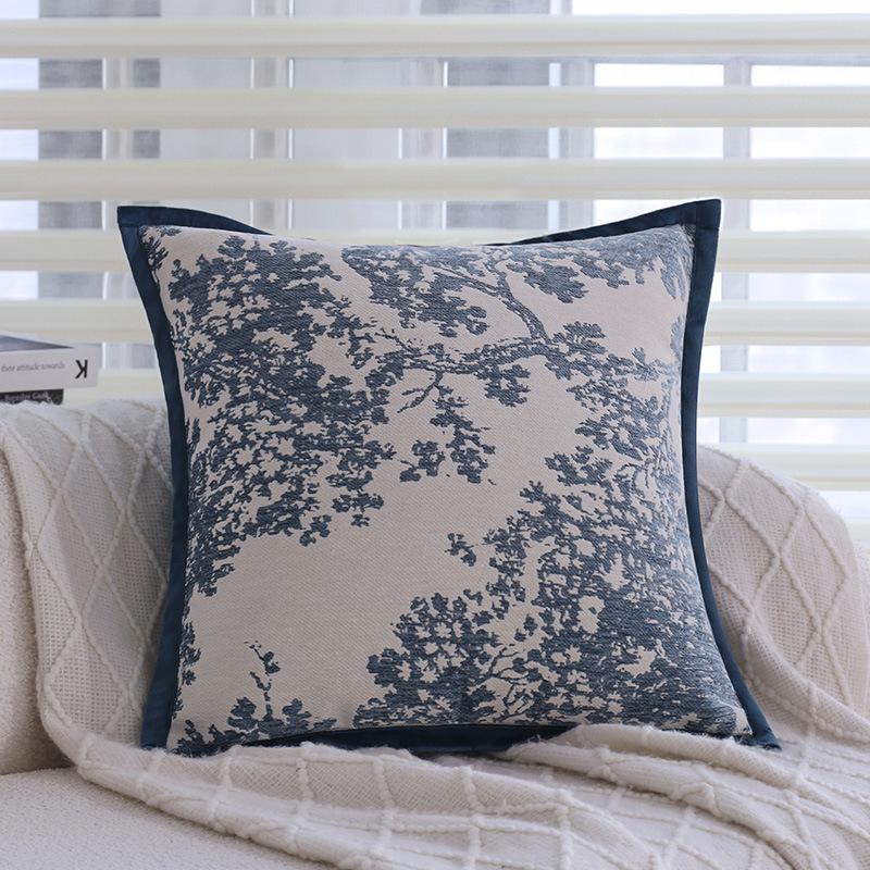 Light Luxury Blue Pillow Case Living Room Sofa Cushion Model Room Hotel B&B Bay Window Cushion Does Not Contain Core