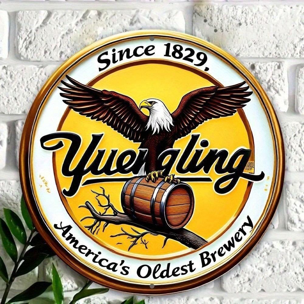 Vintage Metal Poster Wall Decor Yuengling Beer Sign Round Tin Sign for Bar