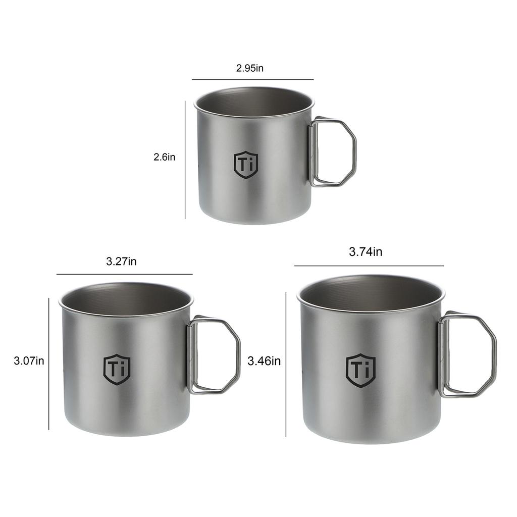 Titanium Purification Water Cup Anti-Mold Antibacterial Drinking Mug with Foldable Handle for Outdoor Beer Coffee Cold Drinks