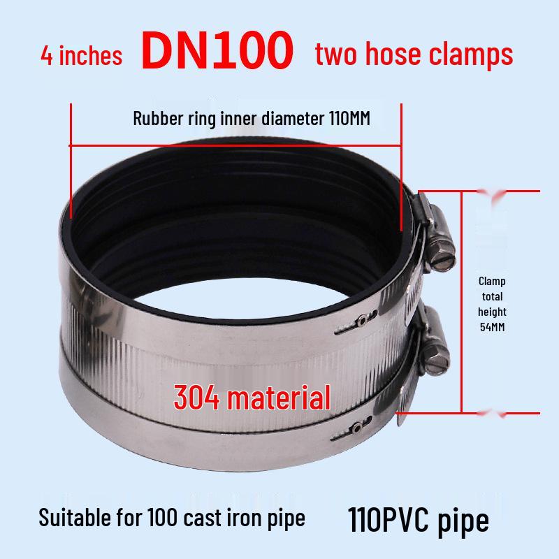 Heavy-Duty Flexible Sewer Pipe Clamp - Stainless Steel & Cast Iron