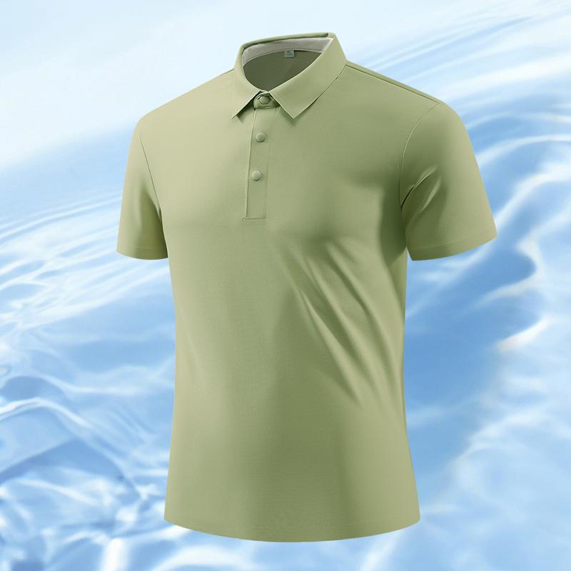 Solid Color Short Sleeved Polo Shirt Short Sleeved T-shirt for Men, Simple Business Casual Men, Lapel T-shirt