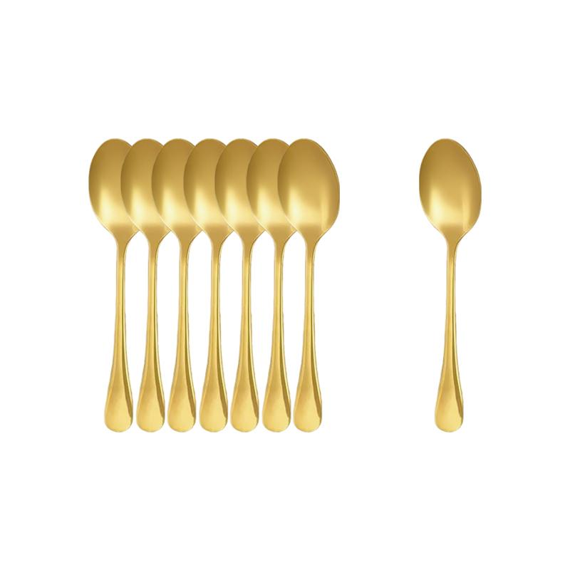 

8 Pcs Stainless Steel Gold Spoons Set Teaspoons for Coffee Sugar Dessert Cake Ice Cream Soup Kitchen Tools Christmas Gift