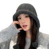 Sweet and Versatile Rolled Veil Wool Hat for Women In Autumn and Winter Big Head Circumference Showing Face Small Pullover Hat Outdoor Cold Warmth New
