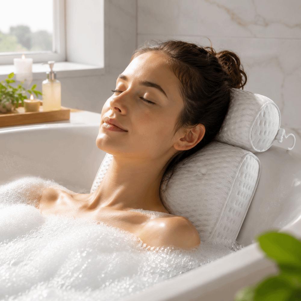 Neck Support Spa Bathtub Pillow Air Mesh Quick Drying Bath Pillow Anti-Slip Suction Cups Suction Cup Pad Bathtub Accessory