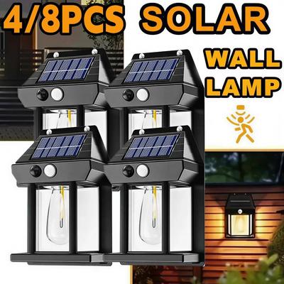Solar Powered Outdoor Sensing Safety Light Strip Sensors with 3 Lighting Modes Suitable for Garden Fences and Courtyards