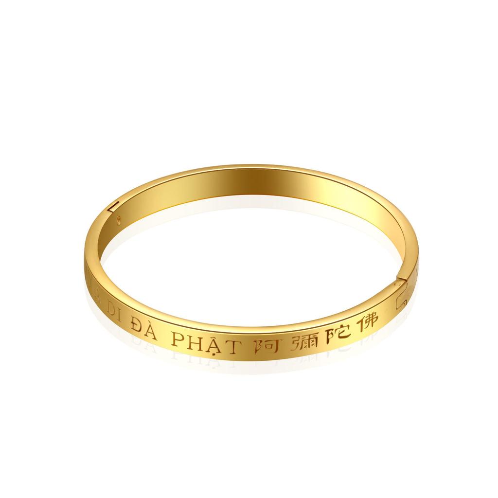 Amitabha Buddha Gold Edelstahl Armreif mit vietnamesischer Schnalle
