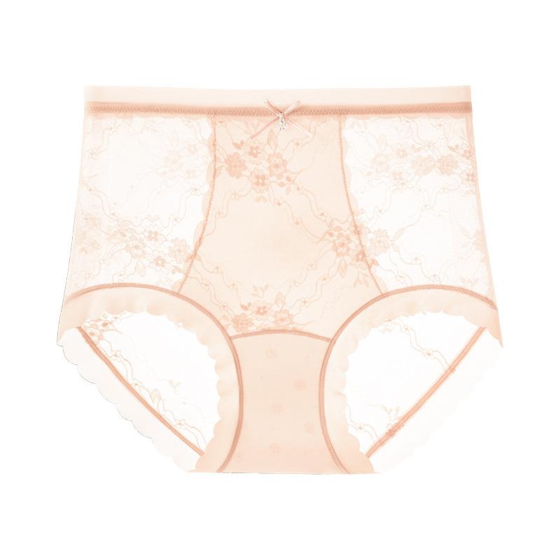 Lady Spring Lace 10A Antibacterial Extended Pure Cotton Crotch Non Trace Abdominal High Waist Triangle Briefs